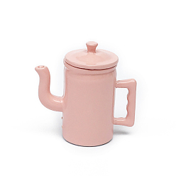 Pink Миниатюрные украшения для чайников из сплава, аксессуары для кукольного домика в микроландшафтном саду, притворяясь опорными украшениями, с ручкой и крышкой, розовые, 27x27.5 мм