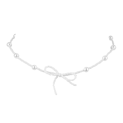 Белый Ожерелья из бисера с бантом, жемчужные ожерелья из ракушек для женщин, белые, 16.14 дюйм (41 см)