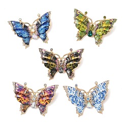 Mixed Color Butterfly Enamel Pins, Alloy Rhinestone Lapel Pins Brooches for Backpack Clothes for Clothes, Golden, Mixed Color, 44x63.5mm