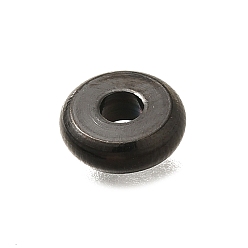 Черный 304 из нержавеющей стали разделительные бусины, Плоский круглый / диск, чёрные, 6x2 мм, отверстие : 1.8 мм