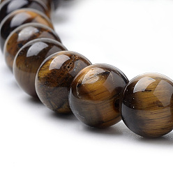 Tiger Eye Natural Tiger Eye Beads Strands, Round, 4mm, Hole: 1mm, about 90pcs/strand, 15.7 inch