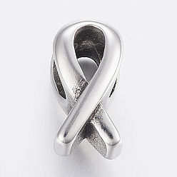 Antik Silber Farbe 304 Edelstahlkugeln, Großloch perlen, Bewusstseinsband, Antik Silber Farbe, 14x7.5x9.5 mm, Bohrung: 5.5 mm
