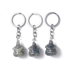 Labradorite Natural Labradorite Keychains, with Iron Keychain Clasps, Ghost, 8cm