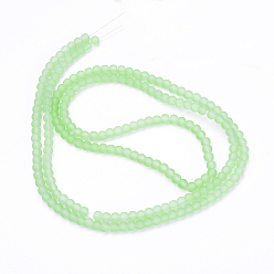 Pale Green Transparent Glass Bead Strands, Frosted, Round, Pale Green, 4mm, Hole: 1.1~1.6mm, about 200pcs/strand, 31.4 inch