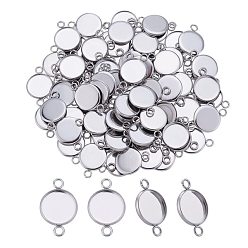 Нержавеющая Сталь Цвет 100 шт. 304 Настройки для коннектора кабошона из нержавеющей стали, чашки безель с краями, плоско-круглые, цвет нержавеющей стали, лоток : 12 мм, 21.5x14x2 мм, отверстие : 2 мм