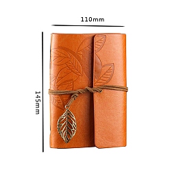 Шоколадный Блокноты в кожаной обложке из искусственной кожи, журнал путешествий, со строкой, подвески из листьев и крафт-бумаги, прямоугольные, цвет шоколада, 145x110 мм