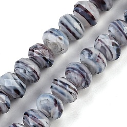 Темно-Серый Бусы лэмпворк ручной работы, граненые, рондель, темно-серый, 10x7.5 мм, отверстие : 1.6 мм, около 60 шт / нитка, 17.72'' (45 см)