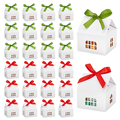 (52) Непрозрачная лаванда 30 шт. 2 Цвета коробки из крафт-бумаги в форме домика с лентой и окошком, подарочные коробки для вечеринок, разноцветные, 9x9x5.8 см, 15 шт / цвет