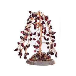 Гранат Украшения из натуральной гранатовой крошки «Древо жизни», Медная проволока, энергетический камень фэн-шуй, подарок для женщин и мужчин, медитация, 40~45x100~110 мм