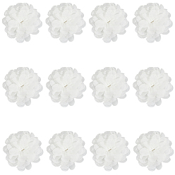 Белый 12шт. 3d шифоновый цветок, Аксессуары для орнаментов, белые, 69~70x23~25 мм