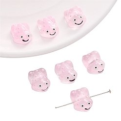 Бледно-Розовый Бусины лэмпворк , лягушка, розовый жемчуг, 15x11 мм