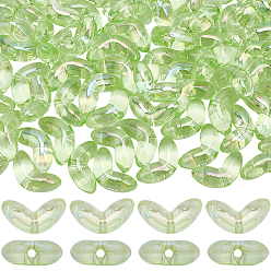 Зелено-Желтый 80 шт прозрачные акриловые бусины, лепестки тюльпана, зеленый желтый, 12x23x9 мм, отверстие : 2.5 мм