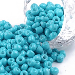 Dark Turquoise Baking Paint Glass Seed Beads, Dark Turquoise, 6/0, 4~5x3~4mm, Hole: 1~2mm, about 4500pcs/bag