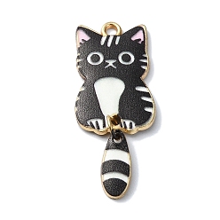 Черный Подвески из эмали и сплава, золотые, кошачье очарование, чёрные, 39x15.5x2 мм, отверстие : 2 мм