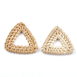 BurlyWood Handmade Reed Cane/Rattan Woven Linking Rings, For Making Straw Earrings and Necklaces,  Triangle, BurlyWood, 40~43x40~45x5mm, Inner Measure: 11~21x11~21mm