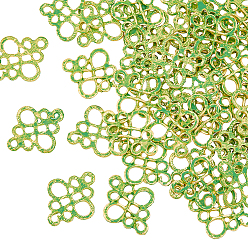 Золотой и Зелено-патиновый 50Шармы из сплава шт., Китайский узел, золотисто-зеленая патина, 21.5x18x1 мм, отверстие : 2 мм