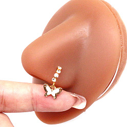 Бабочка 316l Хирургическое кольцо для носа из нержавеющей стали с кубическим цирконием и подвесками, золотые, бабочка, 80 мм