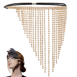 Золотой Цепочка из сплава стразов и полиэстера, повязки на голову из сплава, аксессуары для волос для женщин и девочек, золотые, 257x172x2.8 мм, внутренний диаметр: 180 мм