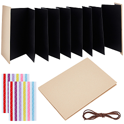 Черный Бумажный блокнот, пустой раздвижной блокнот-гармошка и фотоальбом своими руками, с пластиковой наклейкой и резинкой, прямоугольные, чёрные, 211x150x13 мм