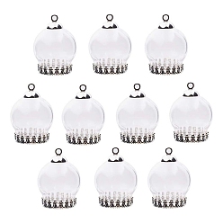 Argent Pendentifs en verre, ronde, argenterie, 25mm, 10 pièces / kit