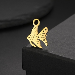 Золотой Шкентели нержавеющей стали, лазерная резка, очарование рыбы, золотые, 19x13 мм