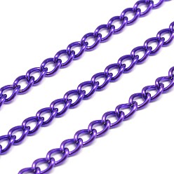 Blue Violet Electroplate Iron Curb Chains, Unwelded, with Spool, Lead Free & Nickel Free, Blue Violet, 5x3x1mm, about 164.04 Feet(50m)/roll