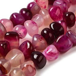 Pale Violet Red Natural Agate Beads Strands, Dyed & Heated, Nuggets, Tumbled Stone, Pale Violet Red, 6.5~13x10~13x1.5~11mm, Hole: 1.6mm, about 22pcs/strand, 7.20~7.72''(18.3~19.6cm)