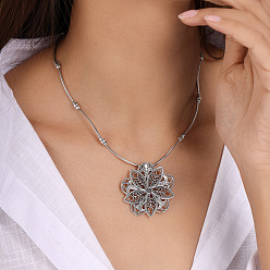 Античное Серебро Ожерелья из сплава с гравировкой в виде цветка в тибетском стиле для женщин, античное серебро, 14.57 дюйм (37 см)