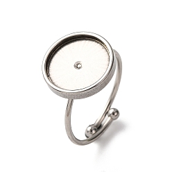 Нержавеющая Сталь Цвет Регулируемые 304 манжетные кольца из нержавеющей стали, с 201 подносом из нержавеющей стали, плоским круглым, цвет нержавеющей стали, лоток : 12 мм, 1 мм, внутренний диаметр: 17 мм