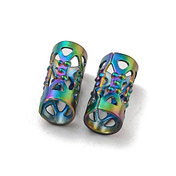 Rainbow Color Ion Plating(IP) Hollow 304 Stainless Steel Beads, Column, Rainbow Color, 8x4mm, Hole: 3mm