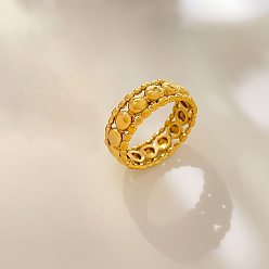 Real 18K Gold Plated 304 Stainless Steel Finger Rings, Round, Real 18K Gold Plated, US Size 7(17.3mm)