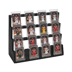 Black 5-Tier Wood Display Riser Stands for Cards Holder, Rectangle, Black, 15x41x32cm