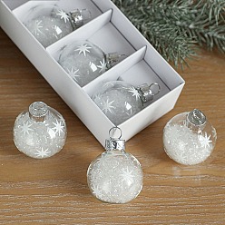 White Glass Pendants, for Party Decoration, Round, White, 40mm, 6pcs/set