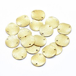 Настоящее золото 18K Латунные коннекторы, без свинца, без кадмии и без никеля, плоско-круглые, реальный 18 k позолоченный, 12x1 мм, отверстие : 1.2 мм