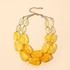 Золотистый Двухслойные ожерелья из граненых каплевидных бусин из смолы для женщин, с концевыми цепями из сплава, золотые, золотые, 12.60 дюйм (32 см)