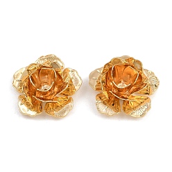 Настоящее золото 18K Шапочки и конусы для бусин, латунные, цветок, без никеля , реальный 18 k позолоченный, 21.5x22x10 мм, отверстие : 1 мм