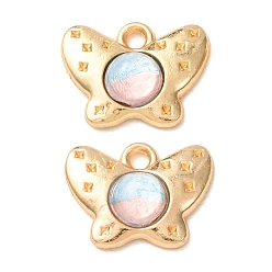 Sky Blue Alloy Resin Pendnats, Butterfly Charms, Golden, Sky Blue, 11.5x15x4mm, Hole: 1.7mm