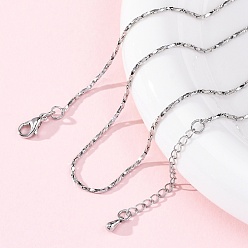 Платина Латунные витые бостонские цепочки ожерелья для женщин, 304 из нержавеющей стали застежкой омар, стойки покрытие, без свинца и без кадмия, долговечный, платина, 17.72 дюйм (45 см)