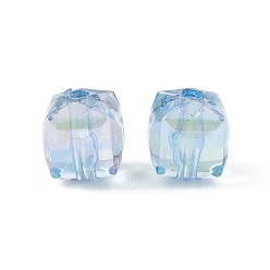 Deep Sky Blue Transparent Acrylic Beads, Cube, Deep Sky Blue, 11.5x10x10mm, Hole: 2mm