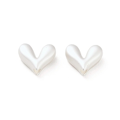 Matte Silver Color Matte Alloy Beads, Bicone Heart, Matte Silver Color, 10x8.5x4.5mm, Hole: 1.6mm