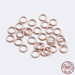 Rose Gold 925 Sterling Silver Round Rings, Soldered Jump Rings, Closed Jump Rings, Rose Gold, 4x0.3mm, Inner Diameter: 2mm