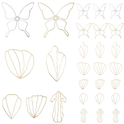 Platinum & Light Gold 70 шт. 7 стили железный открытый ободок сзади, для diy уф смолы, эпоксидная смола, разнообразные, платина и светлое золото, 30~48x24~39x1 мм, 10 шт / стиль