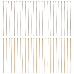 Золотой & Цвет Нержавеющей Стали 500 шт. 2 цвета 304 штифты с плоской головкой из нержавеющей стали, золотые и нержавеющая сталь цвет, 50x0.6~0.7 мм, Руководитель: 1.4~1.5 mm, 250 шт / цвет
