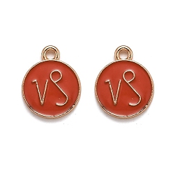 Козерог Подвески из эмали и сплава, плоский круглый с созвездием / знак зодиака, золотые, Козерог, 15x12x2 мм, отверстие : 1.5 мм