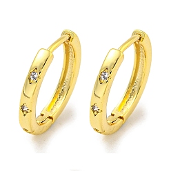 Real 18K Gold Plated Brass Pave Clear Cubic Zirconia Hoop Earrings, Real 18K Gold Plated, 12mm