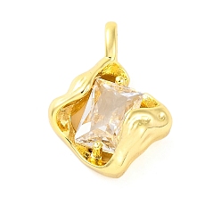 Rhombus Подвески из латуни с прозрачным фианитом, реальный 18 k позолоченный, ромб, 16x12x6 мм, отверстие : 2x1 мм