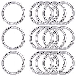 Platinum 10Pcs Alloy Spring Gate Rings, Round Ring, Platinum, 5 Gauge, 40x4.5mm