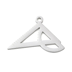 Couleur Acier Inoxydable Pendentifs en acier inoxydable, Équerre avec des breloques de rapporteur, polir, couleur inox, 304mm, Trou: 18x27x1.5mm