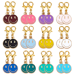 (52) Непрозрачная лаванда 48 шт. 12 цвета, эмалированные подвески с улыбающимся лицом, Сплав с застежками когтя омара, разноцветные, 29 мм, 4 шт / цвет