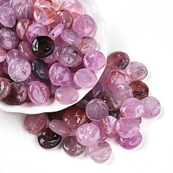 Сливовый Прозрачные акриловые бусины, плоско-круглые, два тона, слива, 14x14x5~5.5 мм, отверстие : 1.8 мм, Около 714 шт / 500 г